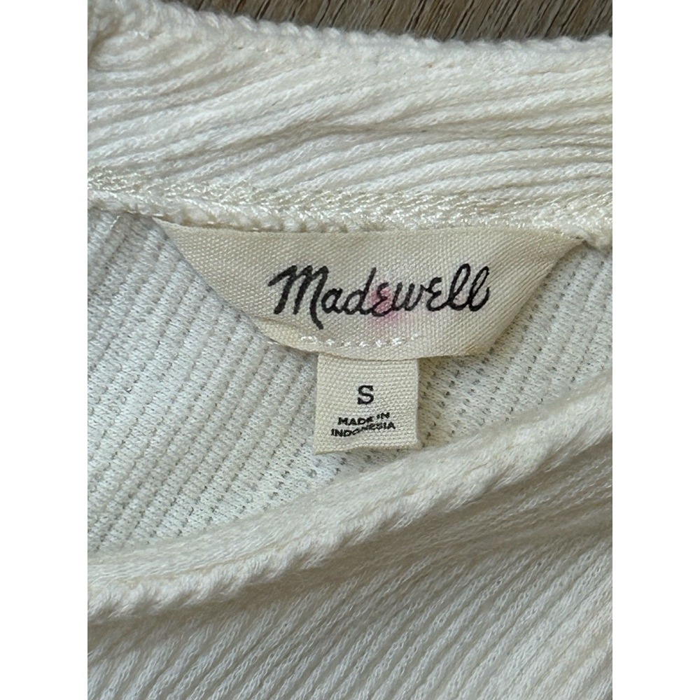 Madewell Ottoman Jacquard Button-Back Top Cream White Textured Rib Size Small - Picture 5 of 6